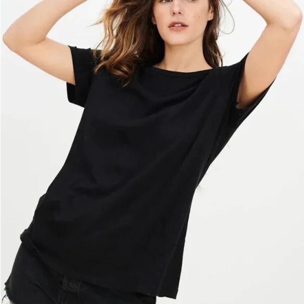 Jenni Kayne Black Round Neck 100% Cotton Tee Size M